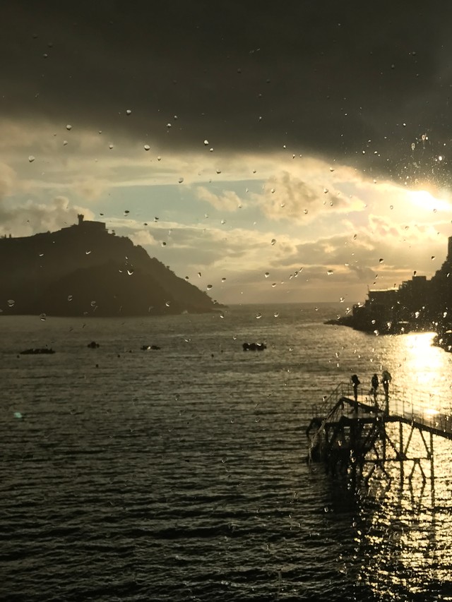 la concha bay in San Sebastian in a rainy day