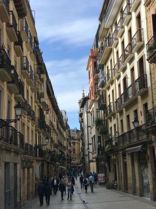 Old town scene in San Sebastian