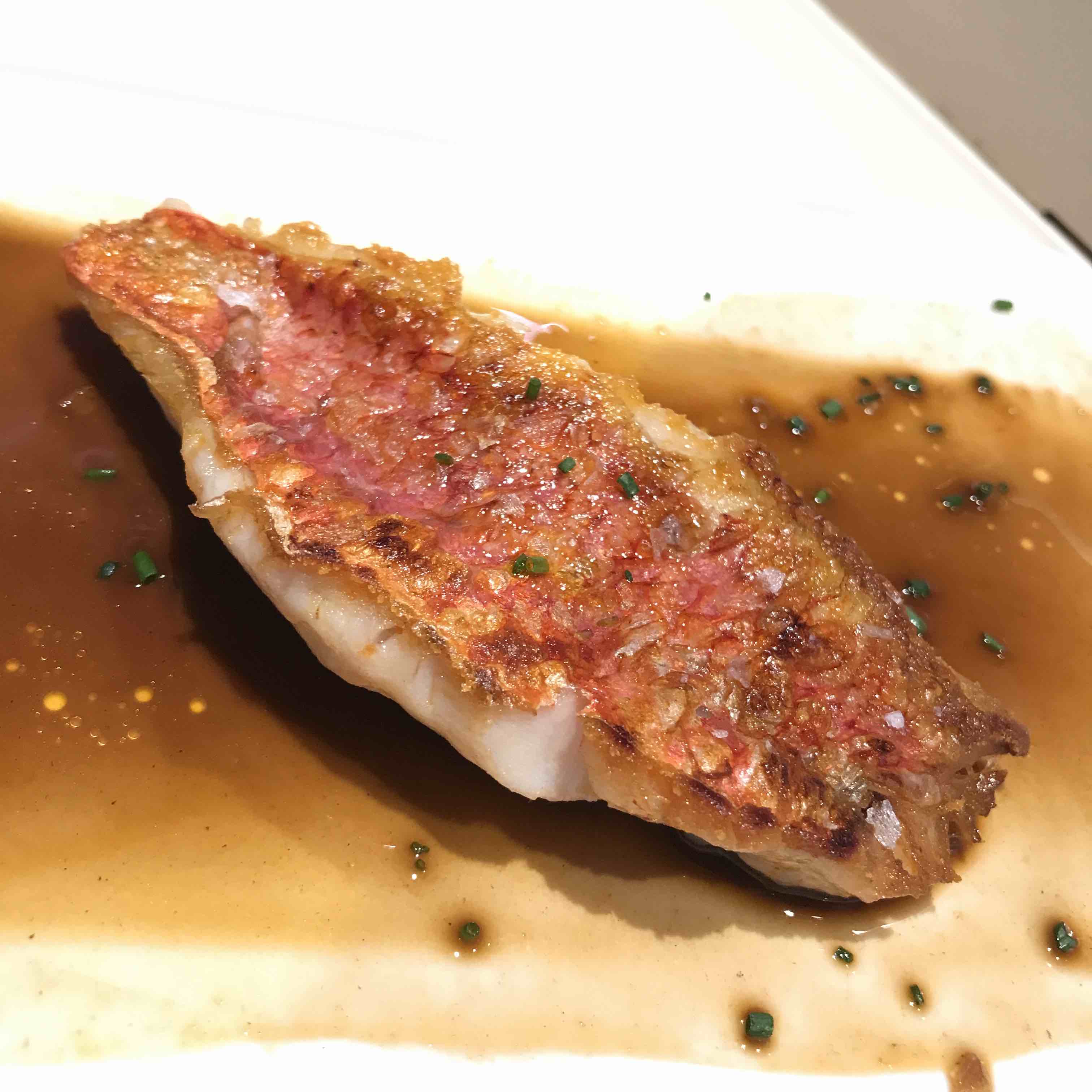 red mullet with prawn sauce kapadokia bar in San Sebastian