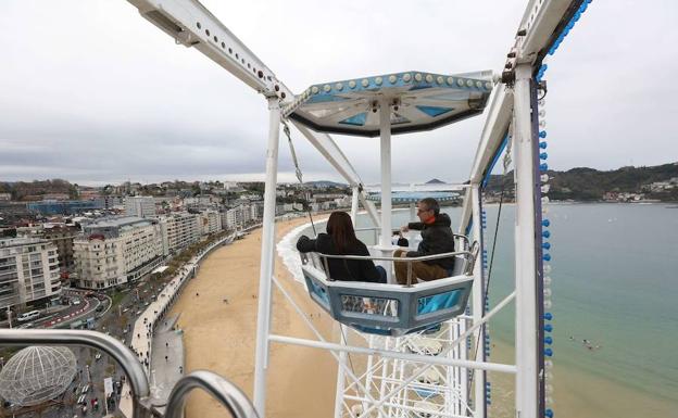 View of San Sebastian from Ferris Wheel. Best Christmas market